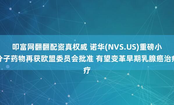 叩富网翻翻配资真权威 诺华(NVS.US)重磅小分子药物再获欧盟委员会批准 有望变革早期乳腺癌治疗